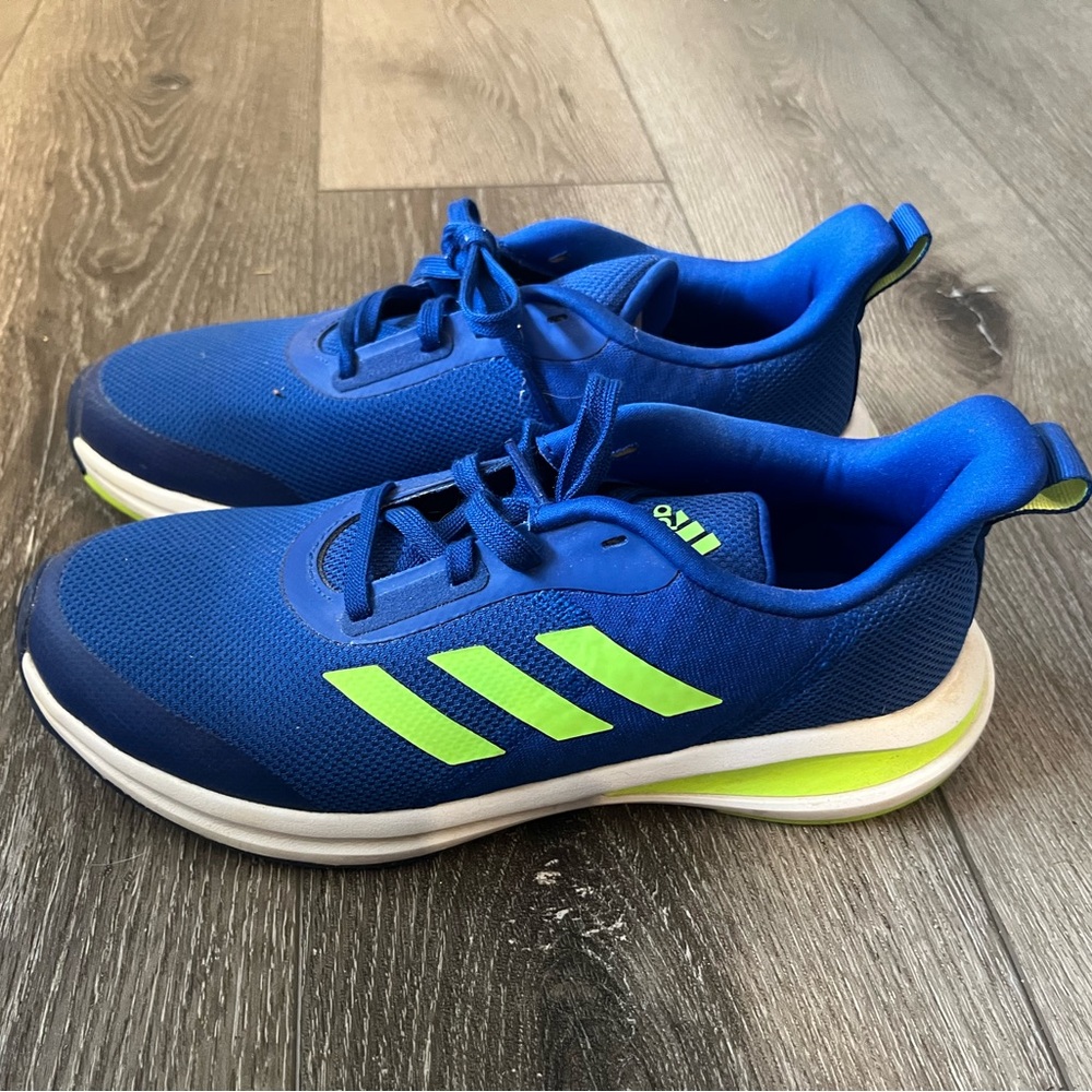 Boys Kids Youth Adidas Sneakers Shoes Blue Neon Lime Eco Fit Foam Sz 6 Running